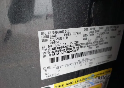 2018 Ford Expedition Limited z USA, uszkodzony, nr VIN 1FMJU1KT8JEA56001